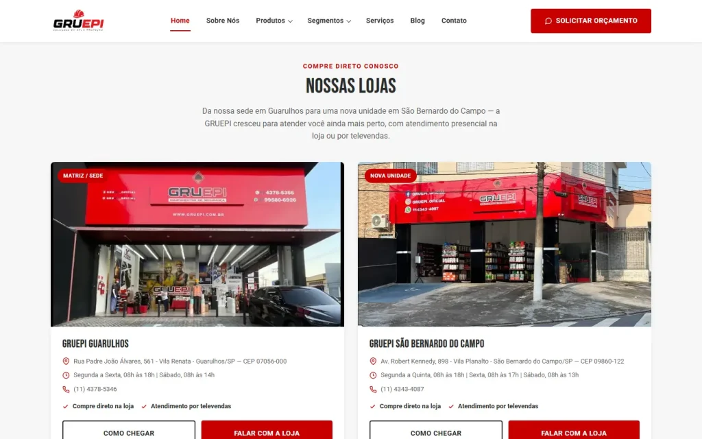 Tela do site GRUEPI desenvolvido pela Artfique
