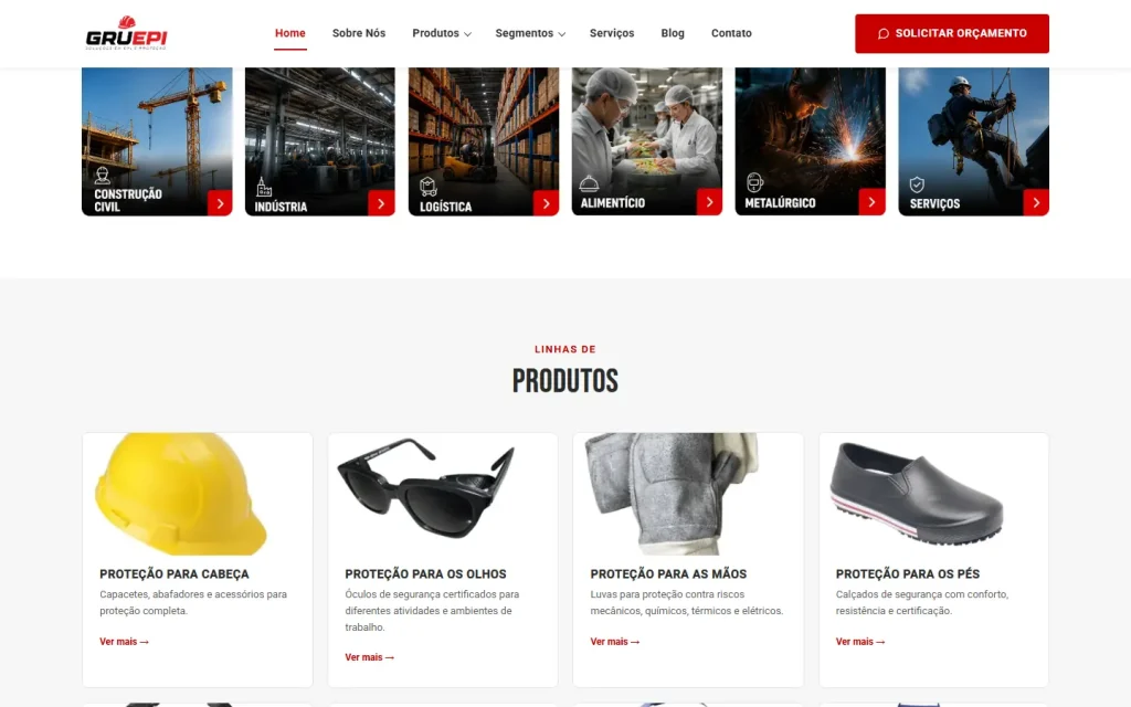 Tela do site GRUEPI desenvolvido pela Artfique