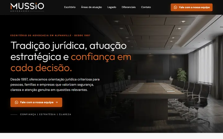 Projeto Mussio Advogados desenvolvido pela Artfique