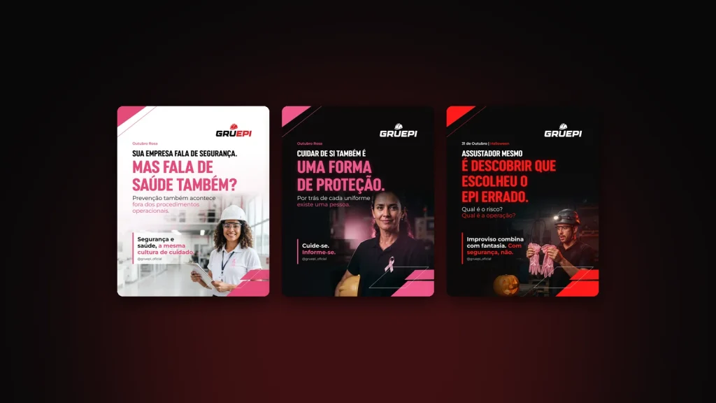 Posts do Instagram da GRUEPI criados pela Artfique
