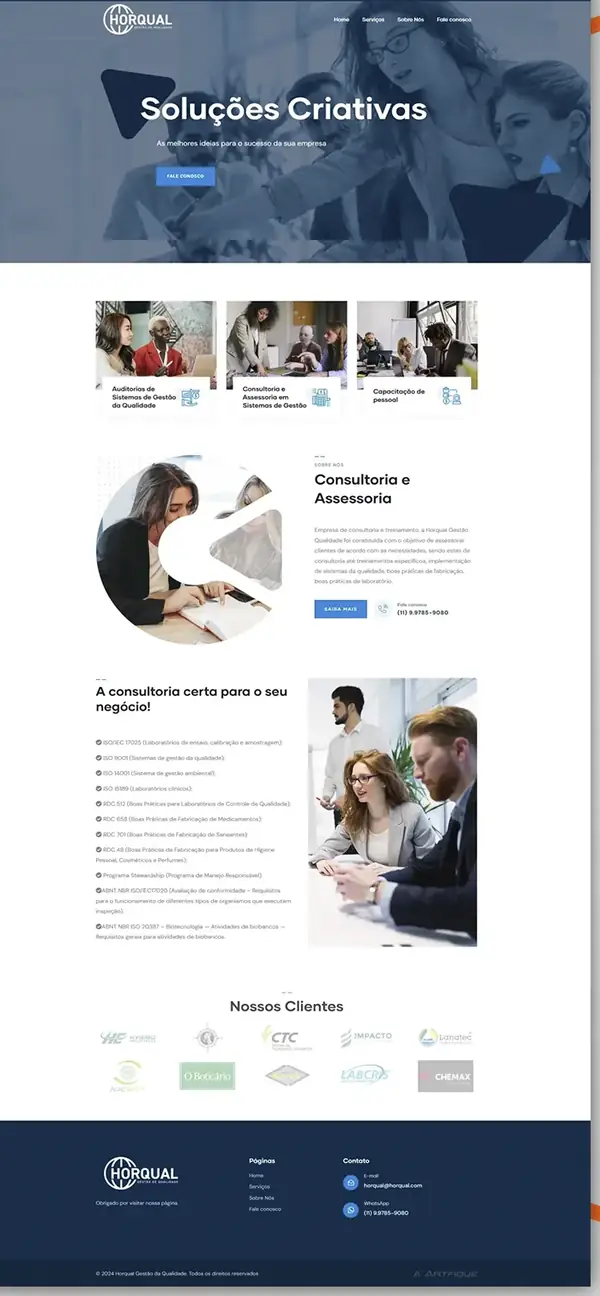 Site Horqual criado pela Artfique