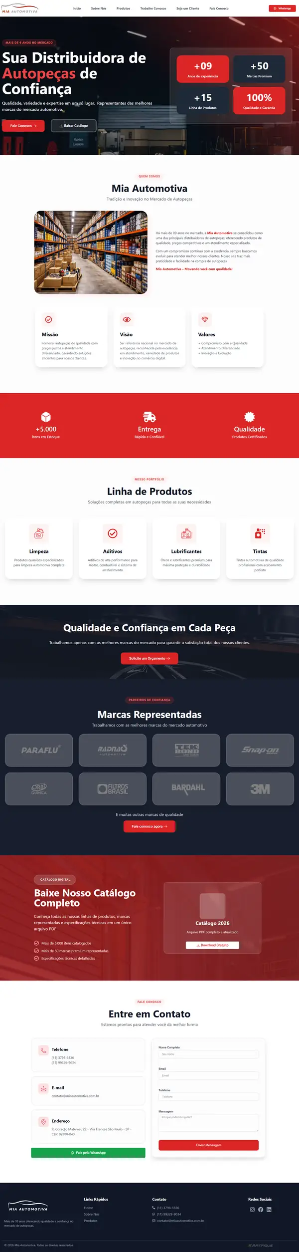 Site MIA Distribuidora criado pela Artfique
