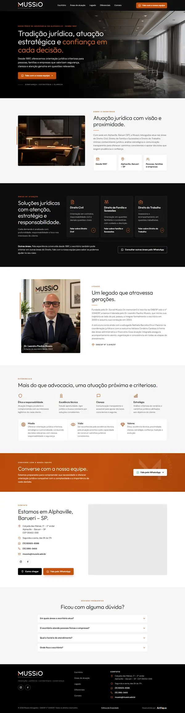 Site Mussio Advogados criado pela Artfique