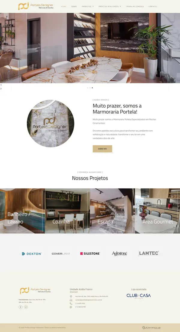 Site Portela Designer criado pela Artfique