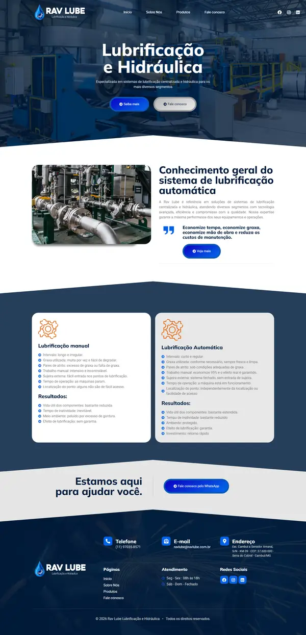 Site Ravlube criado pela Artfique