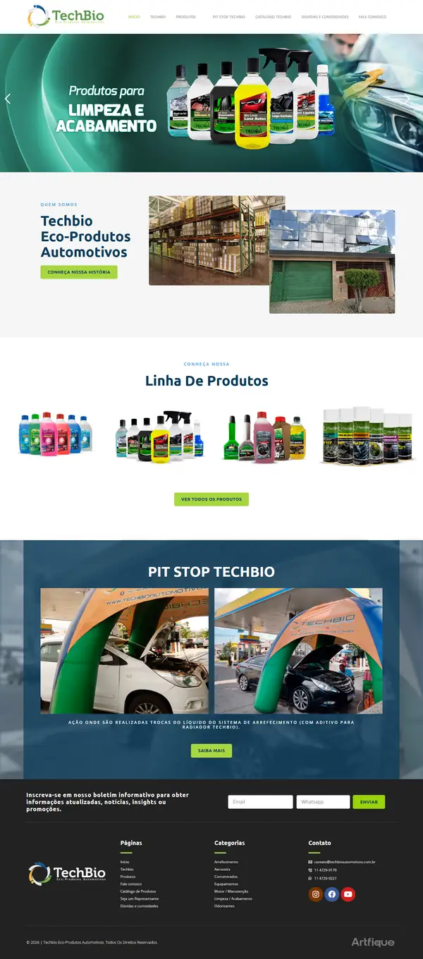 Site TechBio criado pela Artfique