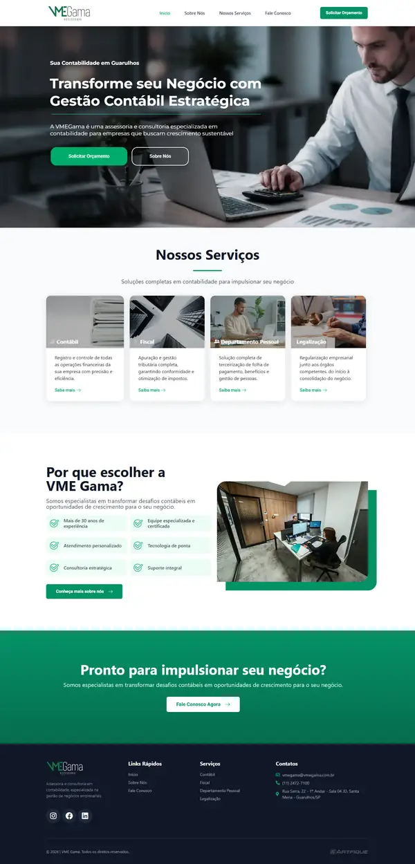 Site VME Gama criado pela Artfique