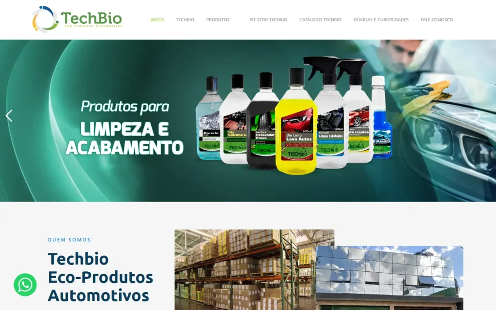 Tela do site TechBio desenvolvido pela Artfique