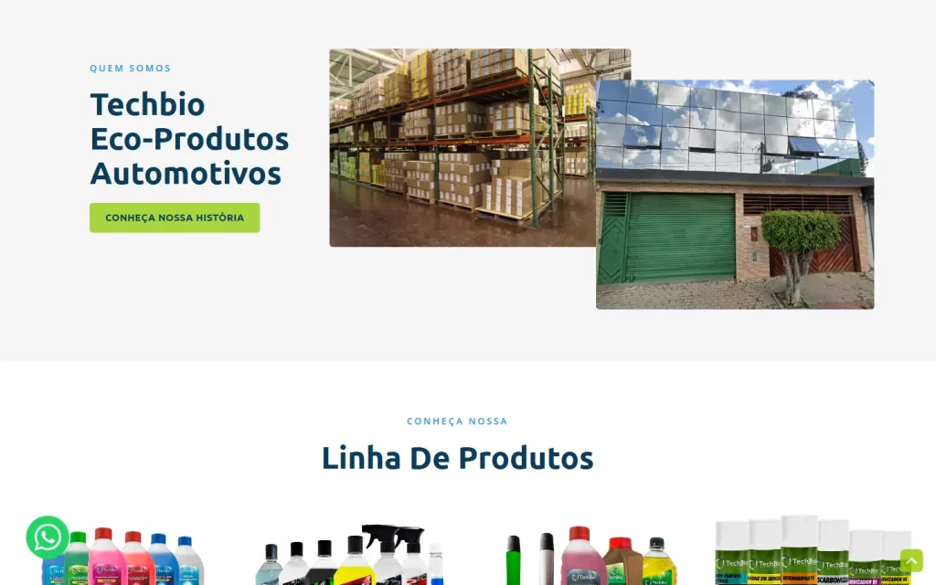 Tela do site TechBio desenvolvido pela Artfique