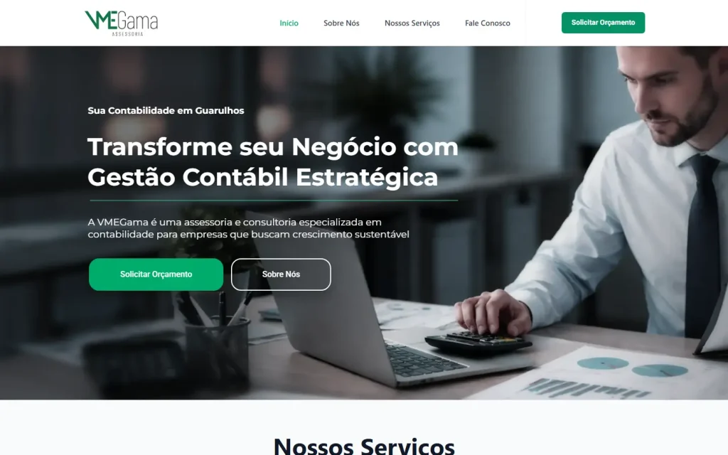 Tela do site VME Gama desenvolvido pela Artfique