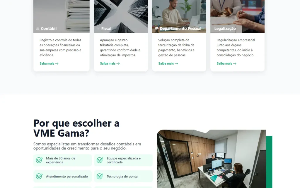 Tela do site VME Gama desenvolvido pela Artfique