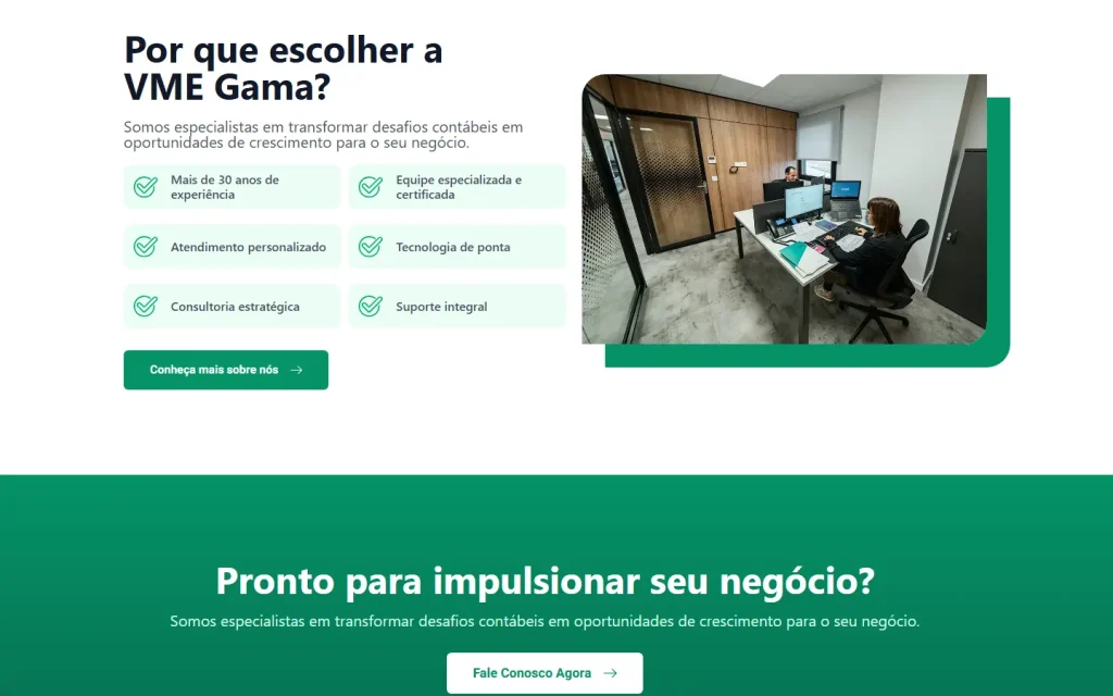 Tela do site VME Gama desenvolvido pela Artfique